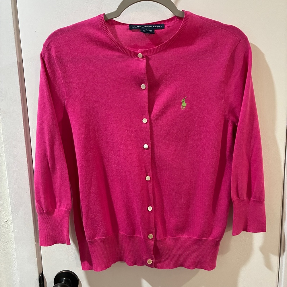 Ralph Lauren Sport Bright Pink Cotton Cardigan Y2K